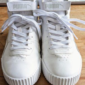 PUMA WOMENS CARINA MID TOP SNEAKER - WHITE